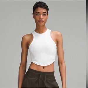 lululemon cropped racer back white ribbed tank. 🤍